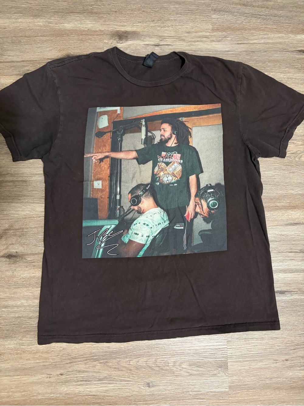 J Cole  Brown Graphic Short-Sleeve Crewneck T-Shirt